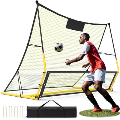 CasaCulina 2-in-1 Portable Soccer Rebounder Net, 6ft x 4.7ft Dual Side Soccer Bounce Back Net, Soccer Rebounder Board Wall with Portable Bag, Soccer Trainer for Team Solo Training, Passing, Volley