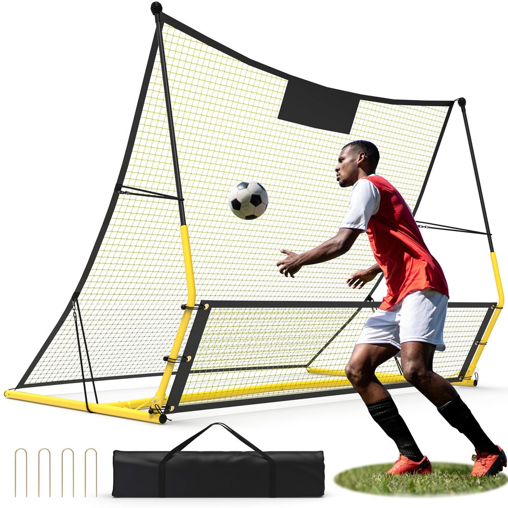 CasaCulina 2-in-1 Portable Soccer Rebounder Net, 6ft x 4.7ft Dual Side Soccer Bounce Back Net, Soccer Rebounder Board Wall with Portable Bag, Soccer Trainer for Team Solo Training, Passing, Volley