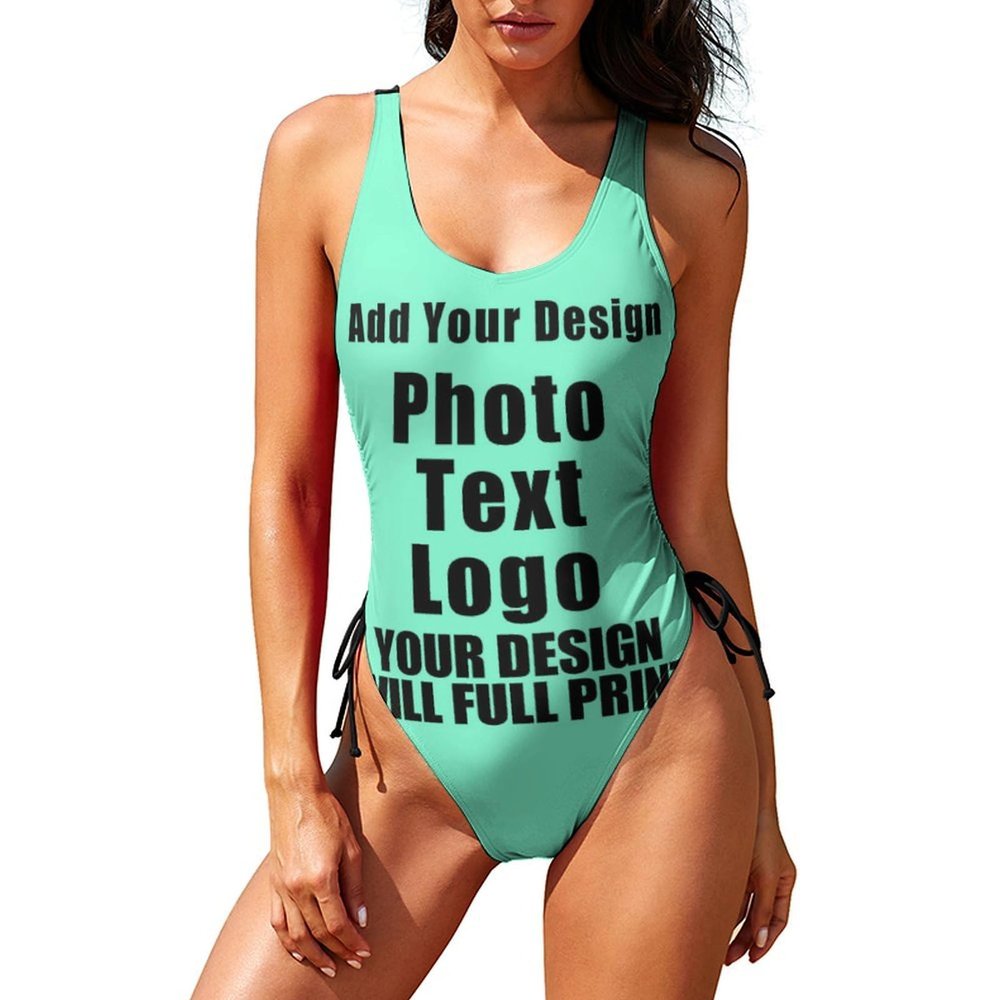 VYNTHORIN Customize Women's Adjustable Bathing Suits with Your Design Personalized Tummy Control Sporty Swimsuit Style01 Aquamarine
