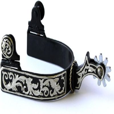 Colorado Saddlery The Laredo Engraved Spurs for Men - Stainless Steel, Stylish Boot Spurs with 1" Ten Point Rowel - Perfect for Trail Riding, Horse Tack, Outfitting - Comes in a Pair