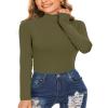 XSRYT Women's Mock Turtleneck Tops Casual Slim Fitted Lightweight Long Sleeve Under Layer Pullover Shirts Army Green S view 1
