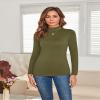 XSRYT Women's Mock Turtleneck Tops Casual Slim Fitted Lightweight Long Sleeve Under Layer Pullover Shirts Army Green S view 3