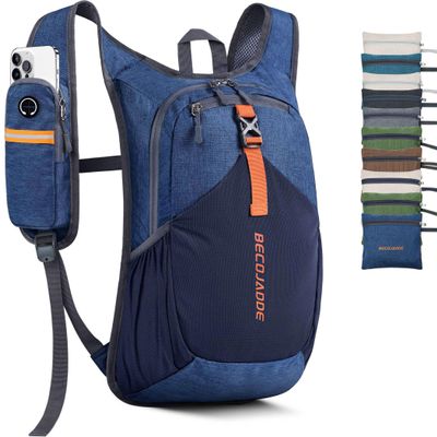 BECOJADDE 15L Small Hiking Backpack for Men Women Foldable Packable Back Pack Ultralight Hiking Daypack for Travel Camping Outdoor, Navy Blue