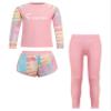iiniim 3Pcs Kids Anti-UV Swimsuit Swimwear Girls Rash Guard Set Rash Shirts and Swim Shorts Pants Set Pink 9-10 Years view 1