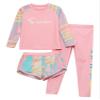 iiniim 3Pcs Kids Anti-UV Swimsuit Swimwear Girls Rash Guard Set Rash Shirts and Swim Shorts Pants Set Pink 9-10 Years view 4