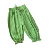 NineFit Basics Girls Summer Solid Color Pants Bundle Mouth Casual Pants Children's Draping Ice Silk Pants 0 to 6 (Green, 12-18 Months) view 1