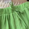 NineFit Basics Girls Summer Solid Color Pants Bundle Mouth Casual Pants Children's Draping Ice Silk Pants 0 to 6 (Green, 12-18 Months) view 3