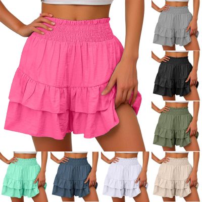 Clearance, Shorts for Women, Bermuda Shorts for Women 2048 Summer High Waisted Ruffle Shorts Floral Pleated Hem Casual Pants, to,XL,Hot Pink