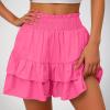 Clearance, Shorts for Women, Bermuda Shorts for Women 2048 Summer High Waisted Ruffle Shorts Floral Pleated Hem Casual Pants, to,XL,Hot Pink view 2