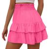 Clearance, Shorts for Women, Bermuda Shorts for Women 2048 Summer High Waisted Ruffle Shorts Floral Pleated Hem Casual Pants, to,XL,Hot Pink view 3