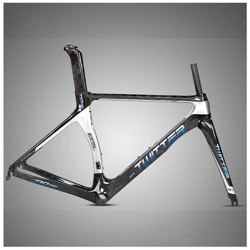 HIMALO Carbon Road Bike Frameset 700C Wind-Breaking Racing Frame 46/48/50/52/54cm QR 100/130mm C Brake Frame with Fork and Seat Tube(Silver,48CM)