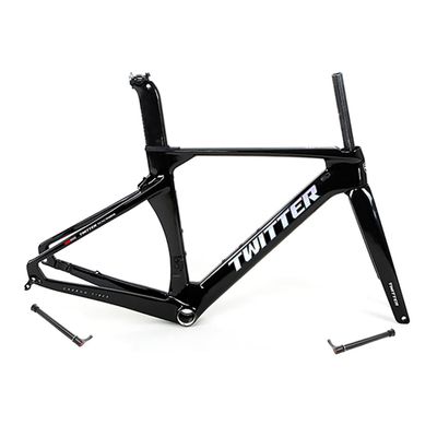 HIMALO Carbon Road Bike Frameset 46/48/50/52/54/56cm 700c Wind Breaking Racing Frame Internal Routing Disc Brake Frame Set Thru Axle 100mm/142mm(Black,50CM)