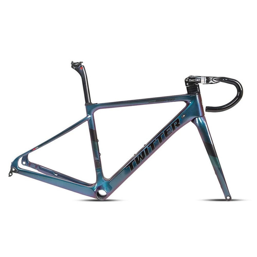 HIMALO Carbon Road Bike Frameset 700c Disc Brake Bike Frame Full Internal Routing Discoloration Frame Set 45/48/51/54CM Thru Axle 100/142mm(Black,51CM)