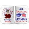 Hyturtle Personalized Patriotic Coffee Mug - American USA Flag Gift For Him Grandpa - Red White Blue Fireworks Gift On Independence Memorial Day Party - Custom Name Coffee Cup Ceramic Mug 11oz - 15oz view 1