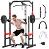 Power Cage, Multi-Function Power Rack with Pulley System Strength Training for Home Gym, Bench Press Squat LAT Pull-Down Pull-up Rowing, All in One Workout Cage (Red) view 1