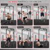 Power Cage, Multi-Function Power Rack with Pulley System Strength Training for Home Gym, Bench Press Squat LAT Pull-Down Pull-up Rowing, All in One Workout Cage (Red) view 2