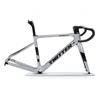 HIMALO Carbon Road Bike Frameset 45/48/51/54CM Disc Brake Racing Frame Thru Axle 100/142mm Internal Routing Frame(Silver,45CM)