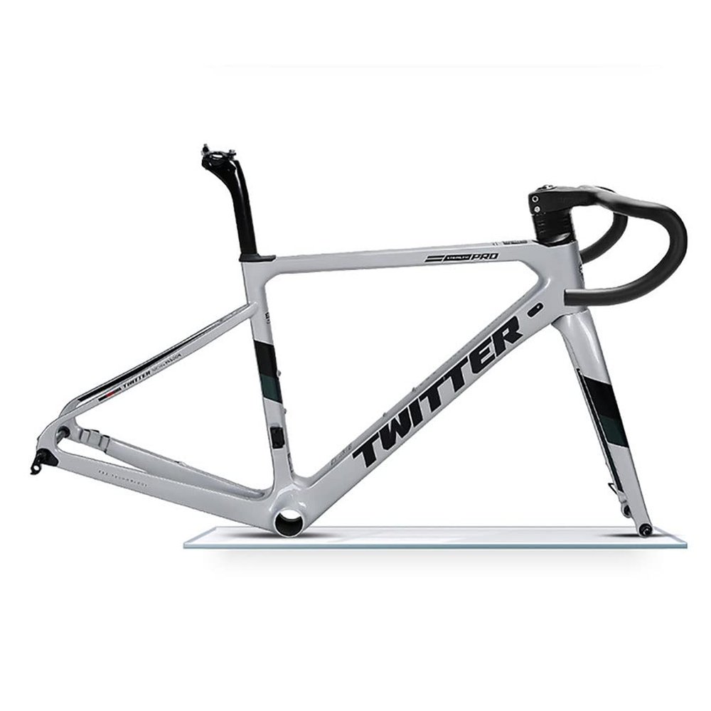 HIMALO Carbon Road Bike Frameset 45/48/51/54CM Disc Brake Racing Frame Thru Axle 100/142mm Internal Routing Frame(Silver,45CM)