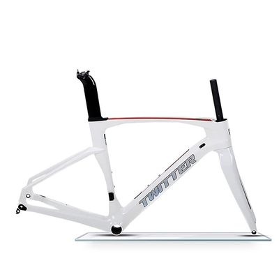 HIMALO Carbon Road Bike Frameset Breaking Wind Off Road Racing Frame Thru Axle Disc Brake Bicycle Frame 46/48/50/52/54cm Internal Routing,for 700c Wheels(White red,54CM)