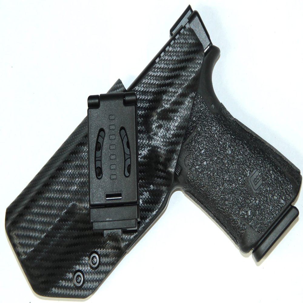 Generic REVKEL Custom Kydex Belt Lock Loop OWB Cross Draw Holster Compatible w/S&W Pistols, in Black Carbon Fiber. Hand Crafted in Texas, USA (Compatible with M&P Shield 9/40, Left Hand Draw)