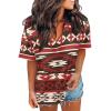 Hdjxbdhsv 2024 Womens Western T-Shirt V Neck Western Clothing Cross Graphic Printed Vintage Aztec T Shirts view 1