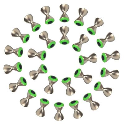 MUUNNN 50pcs Dumbbell Eyes Fly Tying, Fly Tying Eyes Realistic Brass Fly Tying Barbell Eyes(3.2mm,Green)