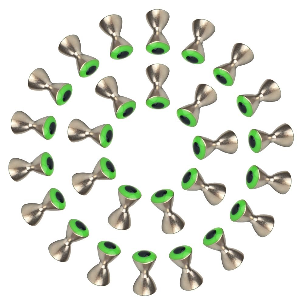 MUUNNN 50pcs Dumbbell Eyes Fly Tying, Fly Tying Eyes Realistic Brass Fly Tying Barbell Eyes(3.2mm,Green)