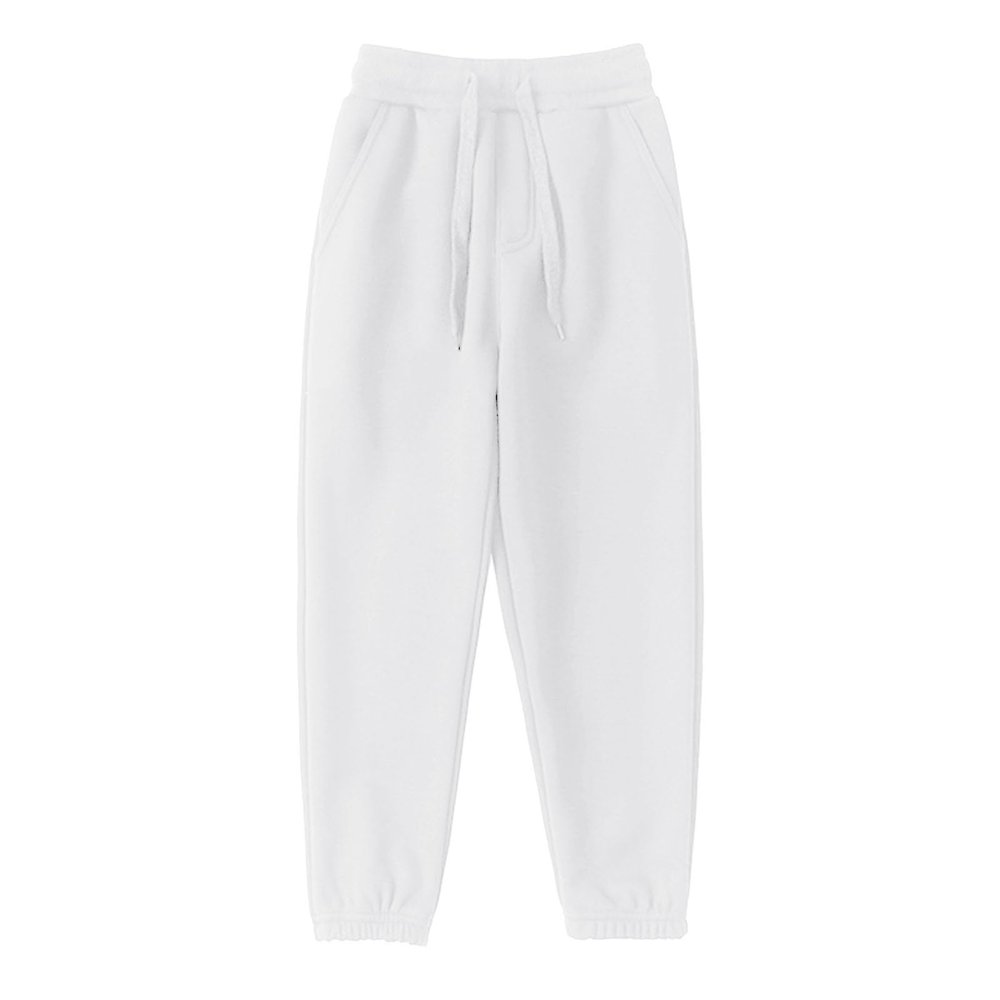 Girls Boys Sweatpants Fleece Athletic Workout Toddler Cargo Joggers for Sports Outdoor with Pocket (White, 9-11 Years)