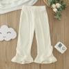 NineFit Basics Baby Pants Toddler Girl Flare Pants Ruffle Ribbed Baby Bell Bottoms Ribbed Solid Elastic Waist (Beige, 18-24 Months) view 3