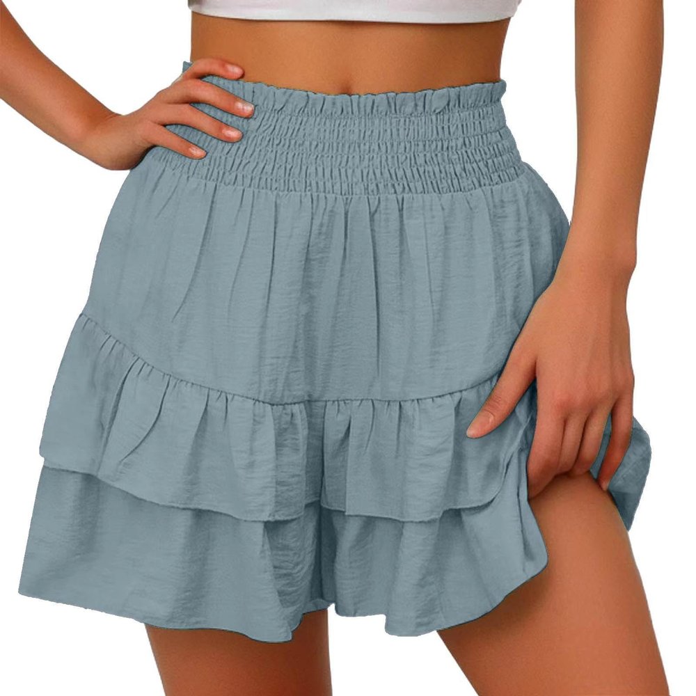 Daily Clearance,Shorts for Women, Bermuda Shorts for Women 2162 Summer High Waisted Ruffle Shorts Floral Pleated Hem Casual Pants,Clearance,L,J