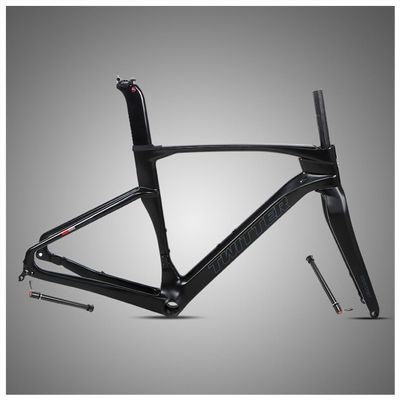HIMALO Carbon Gravel Bike Frameset 700c Road Bike Frame 45/48/51/54cm Lightweight Disc Brake Frame Set Thru Axle F12x100mm/R12x142mm Internal Routing(Black,51CM)