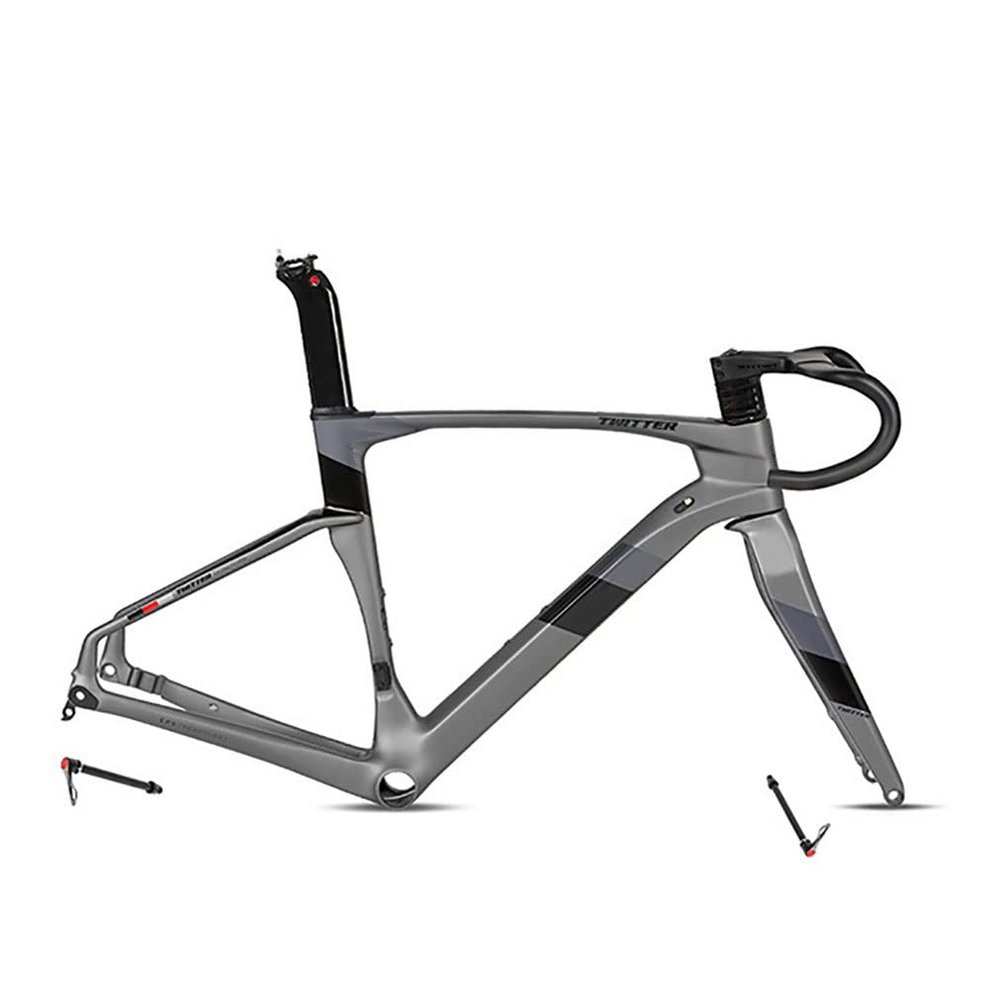 HIMALO 700c Road Bike Frameset Disc Brake Carbon Racing Frame 45/48/51/54CM 100/142mm Thru Axle with Fork Handlebar Seat Tube(Dark Gray,54CM)