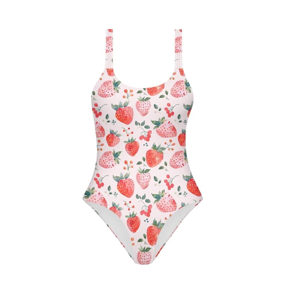Yruonazao Cute Strawberry Swimsuit for Girls One Piece Swimsuit Girls 9-10 Teens Bathing Suit Straps Kids Cute Swimwear Breathable Conservative Triangle One-Piece Swimsuit Gifts for Girls