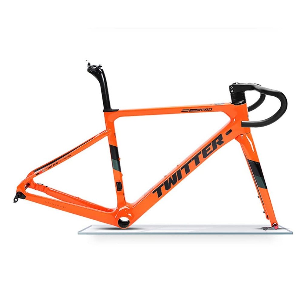 HIMALO Carbon Road Bike Frameset 45/48/51/54CM Disc Brake Racing Frame Thru Axle 100/142mm Internal Routing Frame(Orange,54CM)