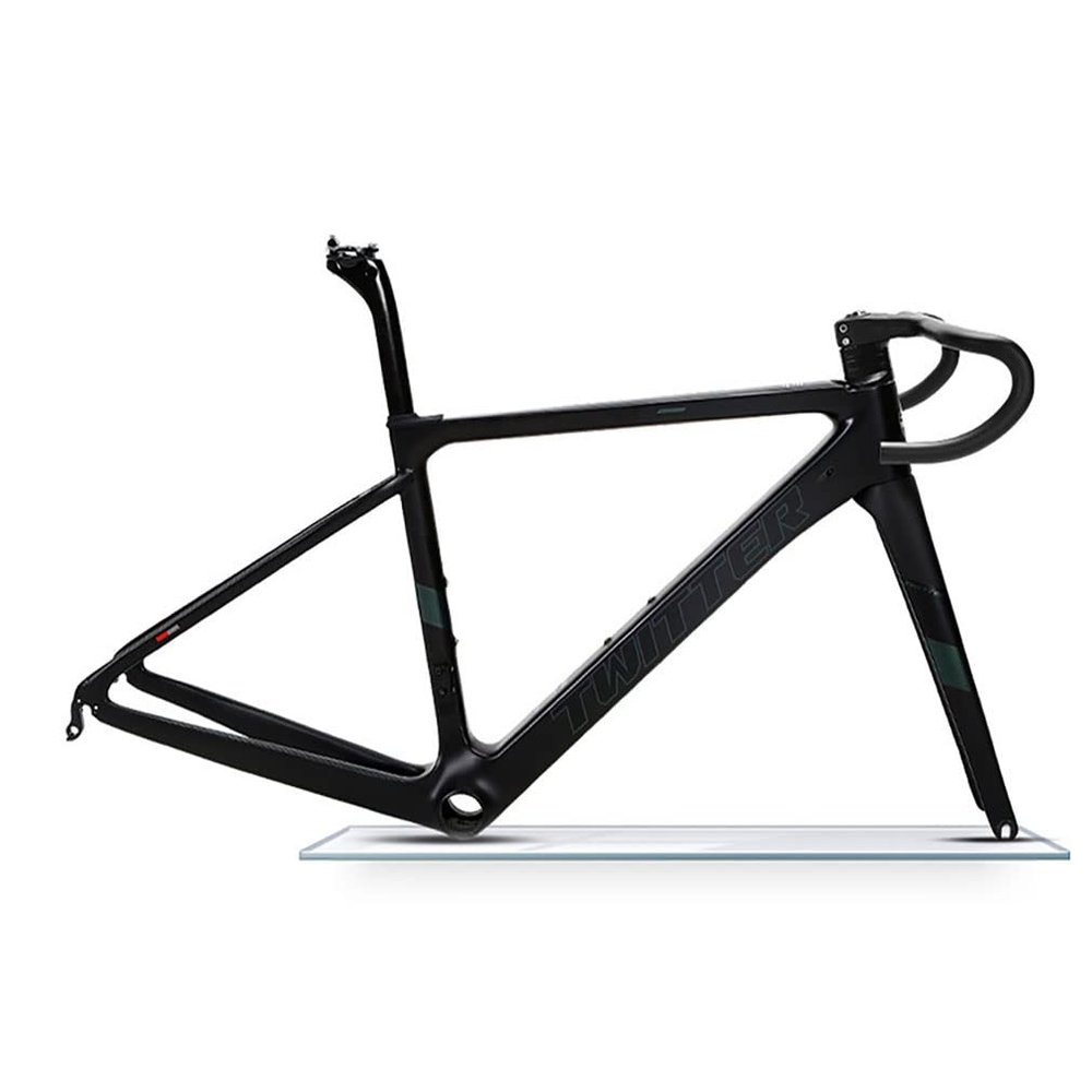 HIMALO 700c Carbon Road Bike Frameset 45/48/51/54CM C Brake Racing Frame QR 100/142mm Internal Routing Frame with Fork and Handlebar(Black,54CM)