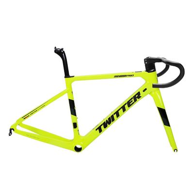 HIMALO 700c Road Bike Frameset C Brake Carbon Frames with Fork + Seat Tube + Integrated Handlebar QR 100/130mm Frame 45/48/51/54CM(Yellow,54CM)