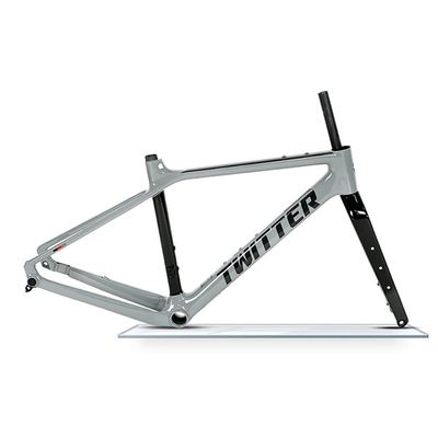 HIMALO Carbon Fiber Road Bike Frameset Off-Road Racing Disc Brake Frame 46/49/52/55cm Thru Axle 100/142mm Can Carry A Variety of Outdoor Gear(Light Gray,49cmc)
