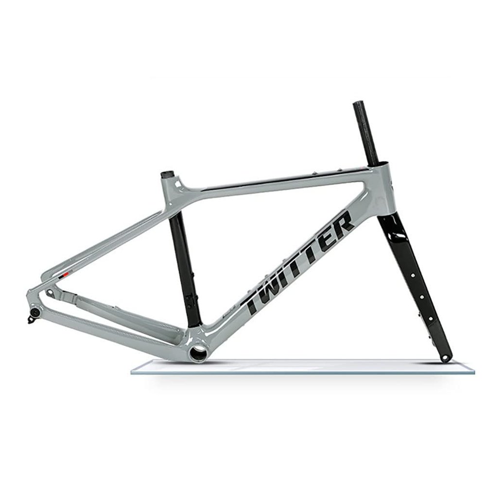 HIMALO Carbon Fiber Road Bike Frameset Off-Road Racing Disc Brake Frame 46/49/52/55cm Thru Axle 100/142mm Can Carry A Variety of Outdoor Gear(Light Gray,49cmc)