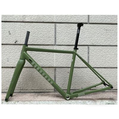 HIMALO Aluminum Alloy Road Bike Frameset 700C Disc Brake Frame + Carbon Fork 12X100mm/12X142mm Thru Axle Frame Set 44/47/50/53/56CM BSA68(Green,50cm)