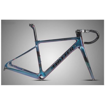 HIMALO Disc Brake Road Bike Frameset 700c Carbon Racing Frame with Fork Handlebar Seat Tube,100/142mm Thru Axle Frame 45/48/51/54CM Full Internal Routing(Black,48CM)