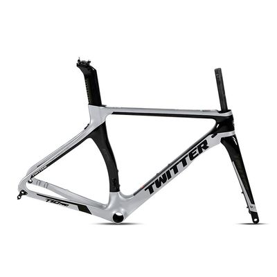 HIMALO Carbon Road Bike Frameset Disc Brake 46/48/50/52/54cm Wind Breaking Racing Frame Thru Axle 100/142mm Internal Routing(Silver,50CM)