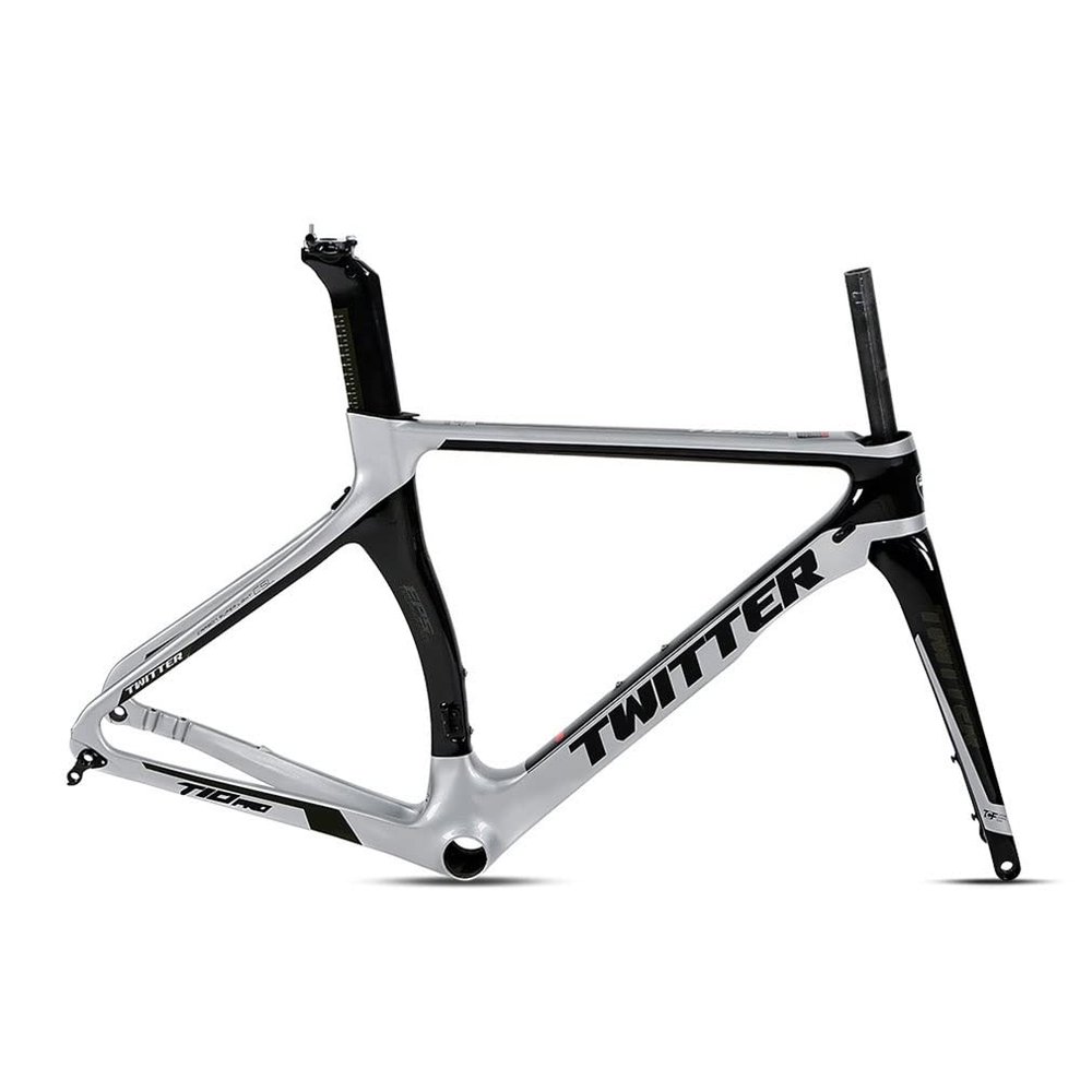 HIMALO Carbon Road Bike Frameset Disc Brake 46/48/50/52/54cm Wind Breaking Racing Frame Thru Axle 100/142mm Internal Routing(Silver,50CM)