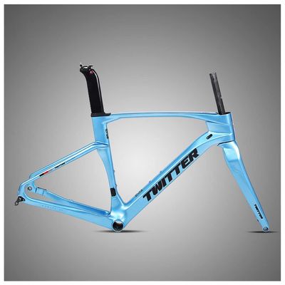 HIMALO Carbon Fiber Road Bike Frameset Disc Brake Racing Frame 45/48/51/54CM 12x100/12x142mm Thru Axle Bicycle Frame for 700c Wheels(Blue,51cm)