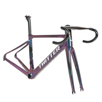 HIMALO C Brake Road Bike Frameset 700c Carbon Frame QR 100/130mm Internal Routing Frame 45/48/51/54CM with Fork + Seat Tube + Integrated Handlebar(51CM)