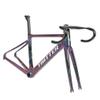 HIMALO C Brake Road Bike Frameset 700c Carbon Frame QR 100/130mm Internal Routing Frame 45/48/51/54CM with Fork + Seat Tube + Integrated Handlebar(51CM) view 1