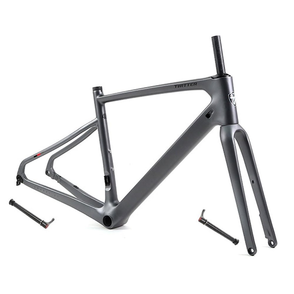 HIMALO 700C Carbon Road Bike Frameset 45/48/51/54CM Disc Brake Gravel Bike Frame Thru Axle F12x100mm R12x142mm Internal Routing Frame Lightweight(45CM)