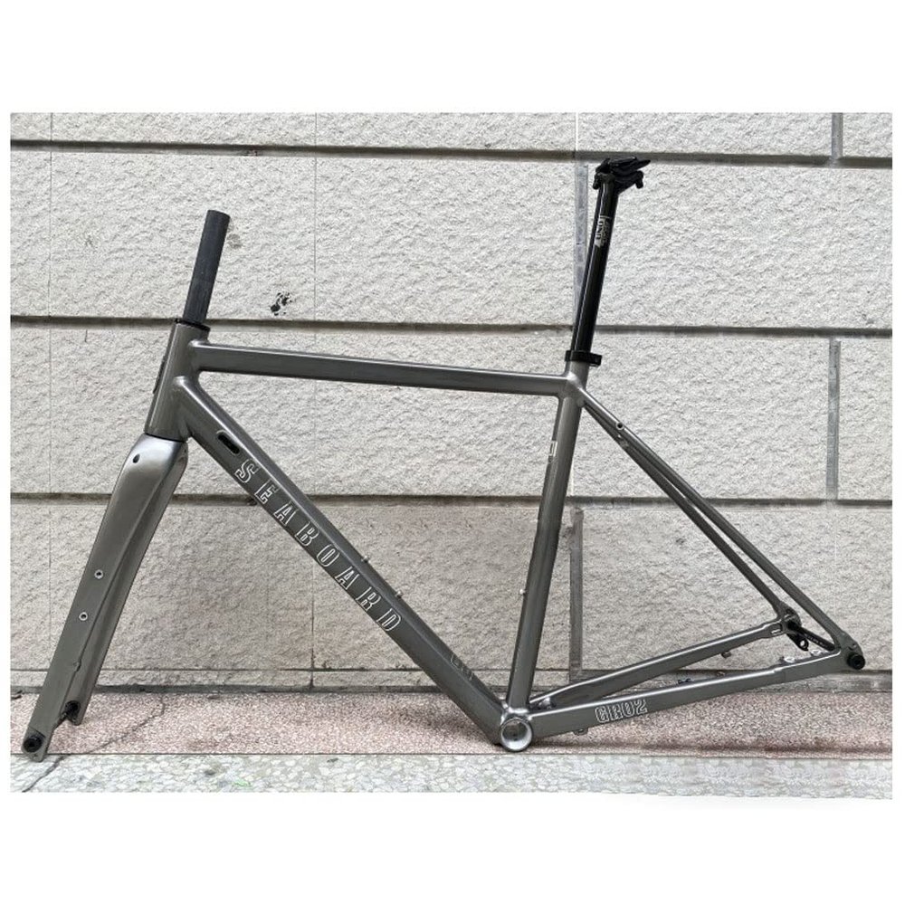 HIMALO Aluminum Alloy Road Bike Frameset 700C Disc Brake Frame + Carbon Fork 12X100mm/12X142mm Thru Axle Frame Set 44/47/50/53/56CM BSA68(Silver,53cm)