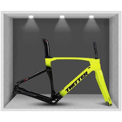 HIMALO Carbon Road Bike Frameset 45/48/51/54cm Disc Brake Racing Frame Thru Axle Lightweight Climbing Cross-Country Frame(Yellow,54CM)