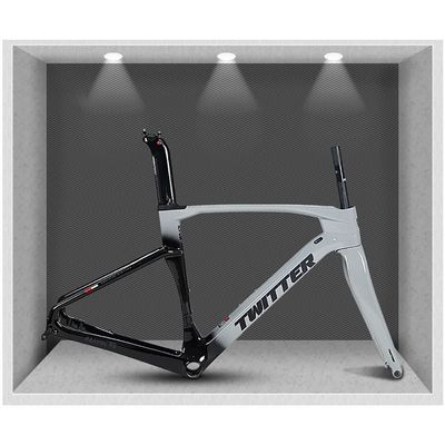 HIMALO Carbon Road Bike Frameset 45/48/51/54cm Disc Brake Racing Frame Thru Axle Lightweight Climbing Cross-Country Frame(Light Gray,45CM)