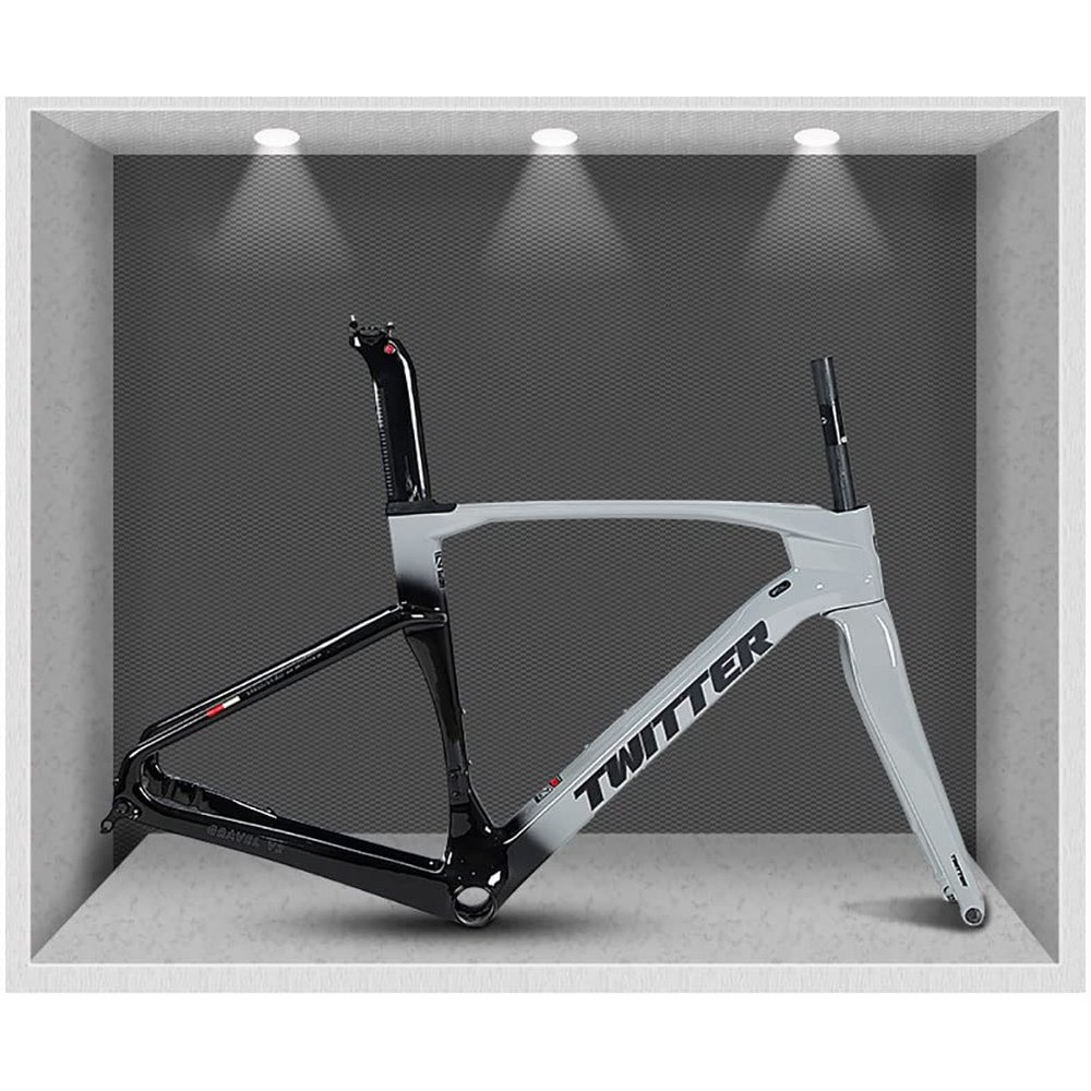HIMALO Carbon Road Bike Frameset 45/48/51/54cm Disc Brake Racing Frame Thru Axle Lightweight Climbing Cross-Country Frame(Light Gray,45CM)